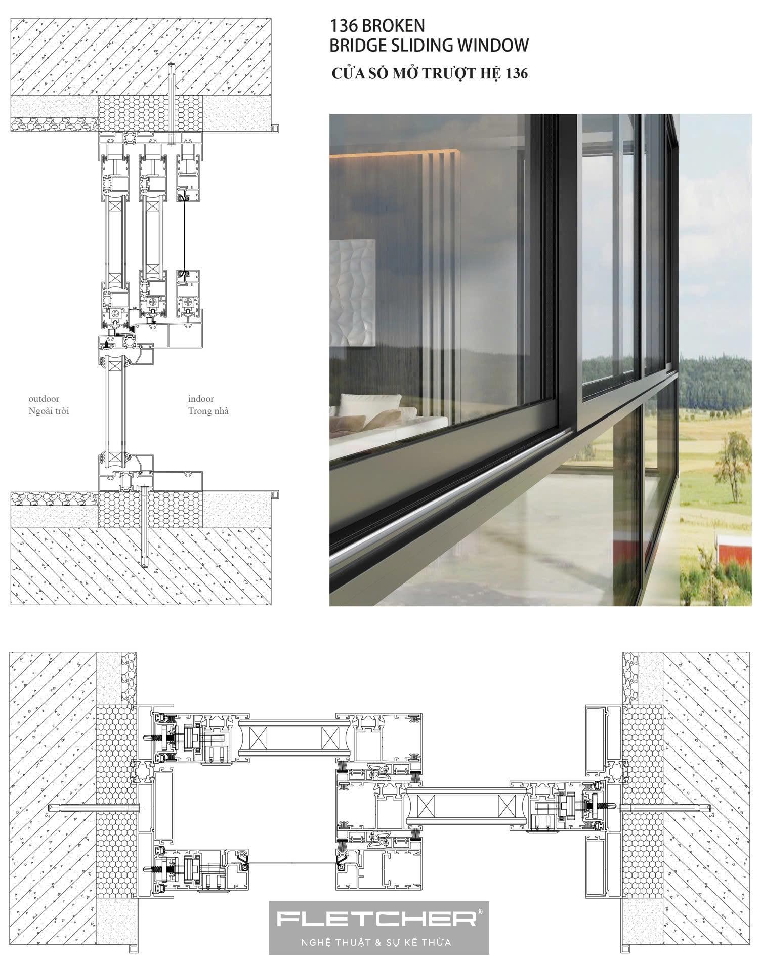 Cửa Sổ Mở Trượt Hệ 136 Fletcher 9 Cửa Sổ Mở Trượt Hệ 136 Fletcher