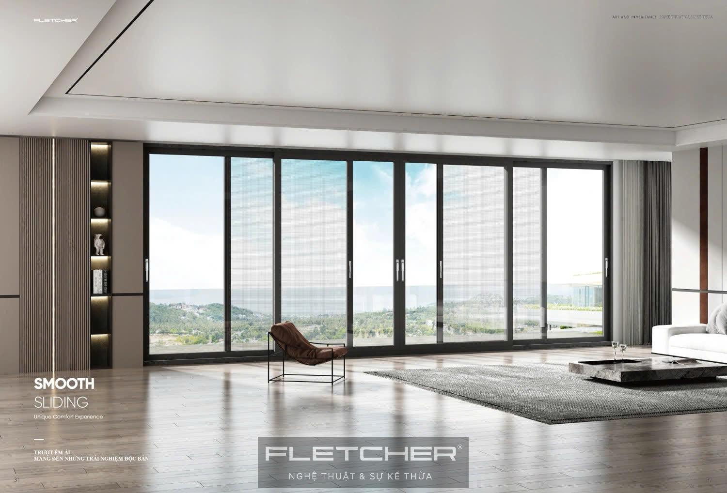 Cửa trượt nâng hệ 127 cánh 90 Fletcher 5 Cửa trượt nâng hệ 127 cánh 90 Fletcher