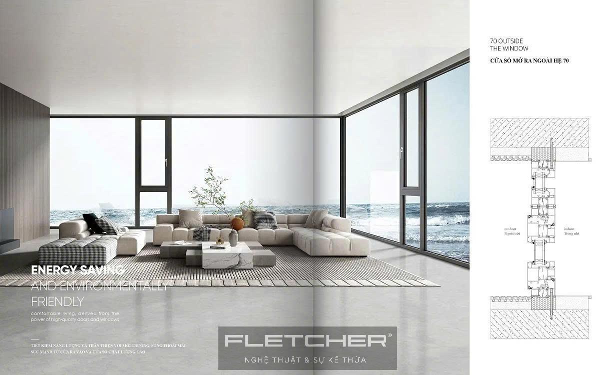 Cửa sổ mở ra ngoài hệ 70 Fletcher